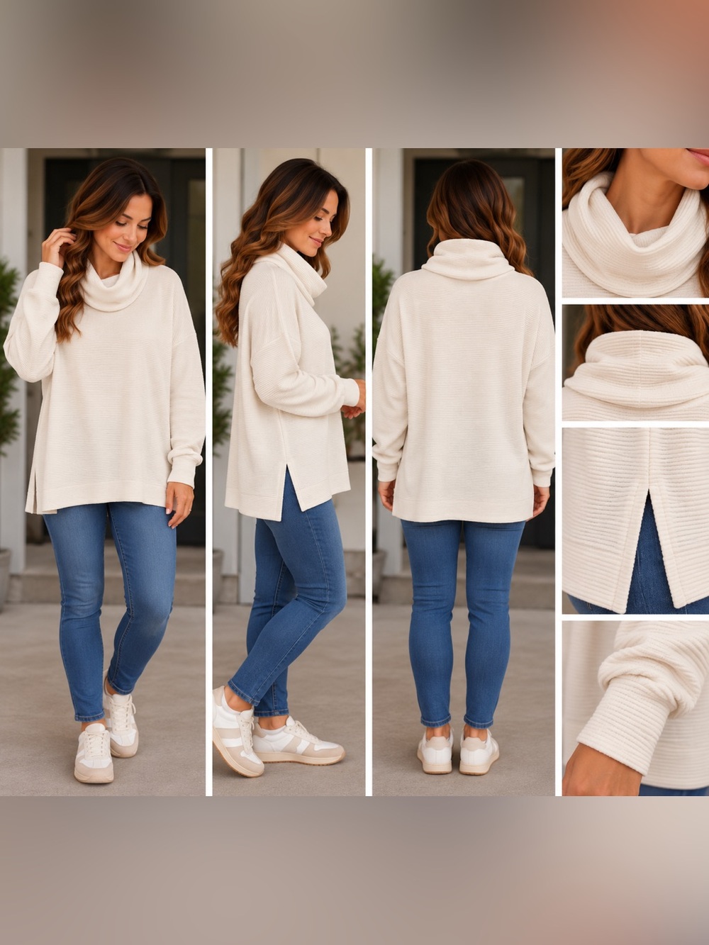 a new day Cream Cowl Neck Pullover Sweater